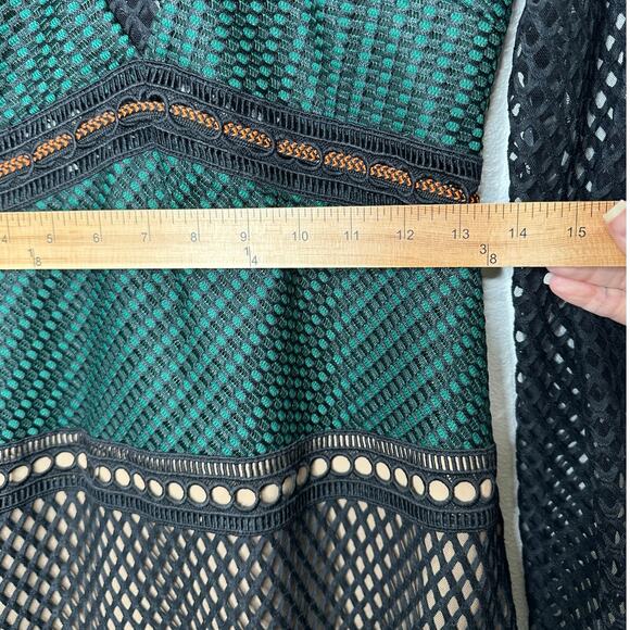 Self Portrait Black Eyelet Mesh Green & Orange Contrast High Neck Dress 6 - Picture 16 of 16
